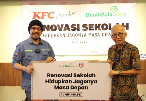 KFC Gaet Benihbaik untuk Renovasi Sekolah di Tasikmalaya yang Ambruk akibat Gempa