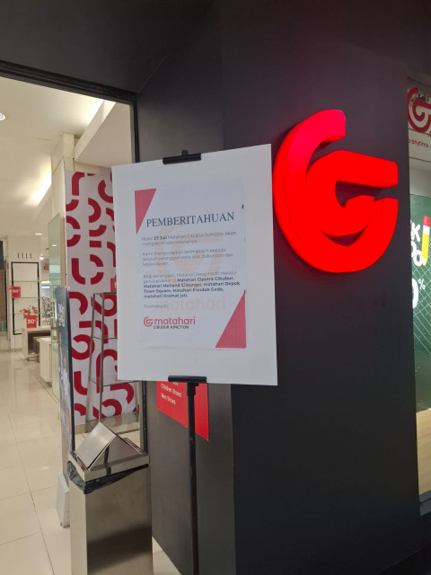 Matahari Cibubur Junction Berhenti Beroperasi per 27 Juli, Konsumen Dialihkan ke Gerai Terdekat