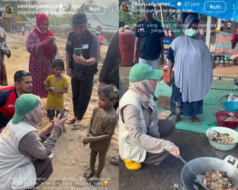 Jadi Relawan Banjir Aceh, Zaskia Adya Mecca Masak hingga Temui Bocah Penuh Lumpur