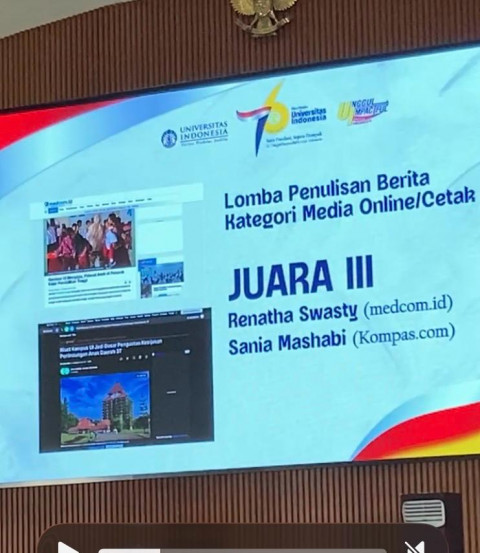 Jurnalis Medcom.id Sabet Juara 3 Lomba Penulisan Berita Dies Natalis ke-76 UI