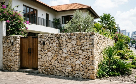 Inspirasi Pagar Batu Alam, Bikin Rumah Makin Estetik