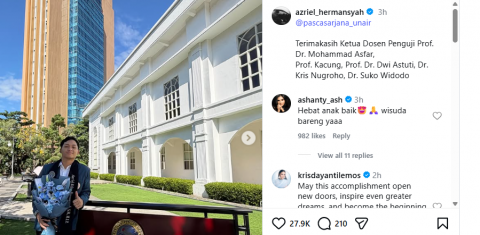 Menyala Azriel Hermansyah! Lulus Sidang Tesis S2 Unair, Ashanty: Wisuda Bareng Yaa!