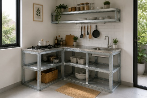 5 Inspirasi Desain Dapur Kecil dengan Baja Ringan yang Kokoh