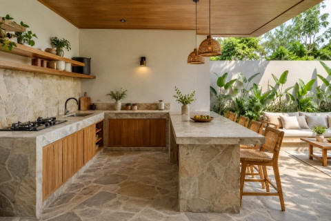 5 Ide Dapur Terbuka Belakang Rumah, Bikin Ruangan Terasa Lebih Luas dan Sejuk