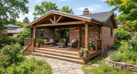 Model Rumah Kayu dan Bata Merah yang Hangat dan Natural