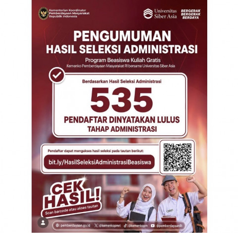Hasil Seleksi Administrasi Beasiswa Kuliah Gratis di UNSIA 2026, Cek Jadwal TPA