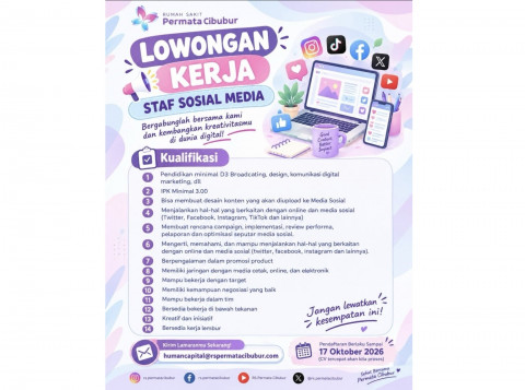 RS Permata Cibubur Buka Lowongan Staf Sosial Media, Cek Syaratnya!