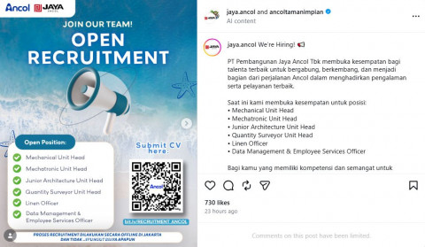 Rekrutmen Ancol Oktober 2026: Terbuka Bagi Fresh Graduate D3/S1, Cek Syarat
