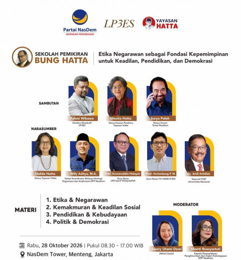 NasDem Gelar Sekolah Pemikiran Bung Hatta, Bangkitkan Kembali Etika Negarawan dan Demokrasi