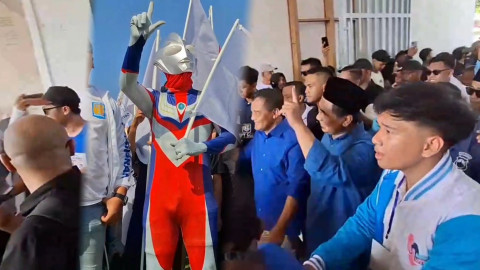 Meriah! Ultraman Ramaikan Kampanye Akbar Ahmad Luthfi-Taj Yasin