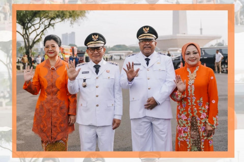 Kompak dan Memukau! Istri Gubernur dan Wagub Jakarta Bergaya dalam Kebaya Oranye