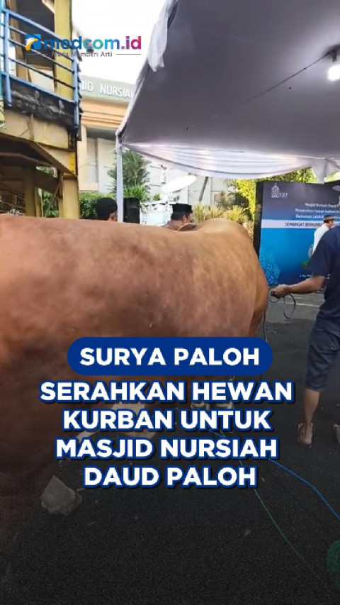Surya Paloh Serahkan Hewan Kurban untuk Masjid Nursiah Daud Paloh