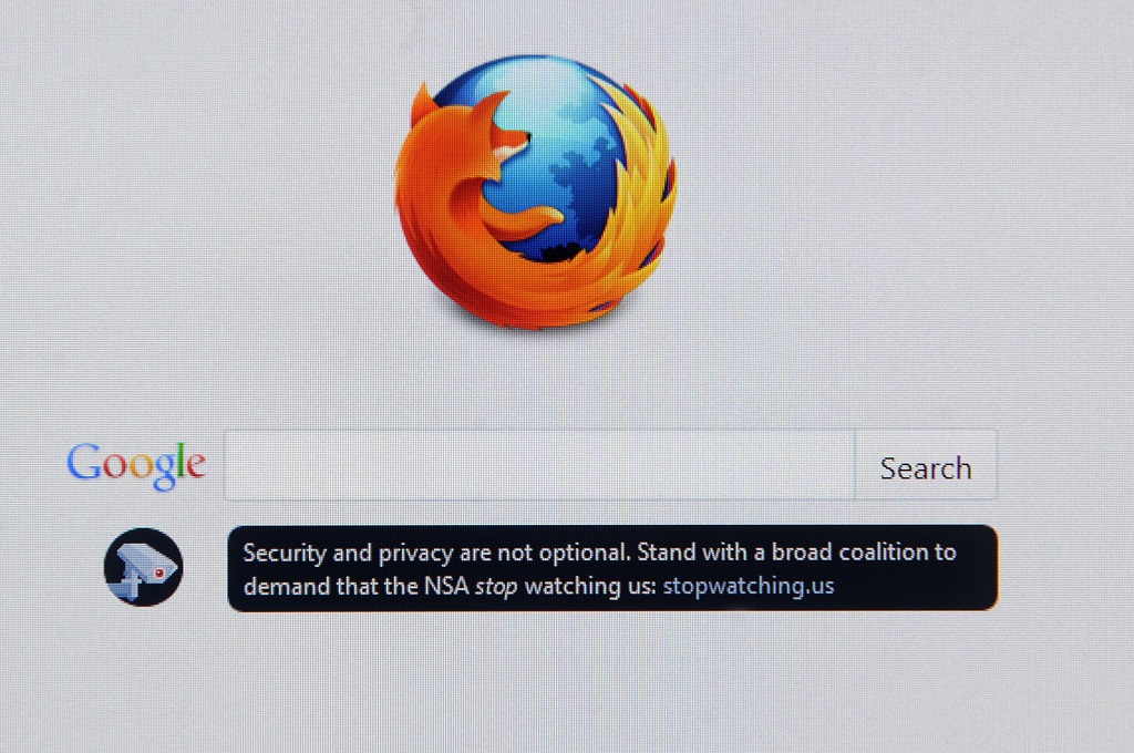 Tampilan salah satu browser ternama di dunia, Mozilla Firefox, di sebuah komputer -- NICOLAS ASFOURI / AFP