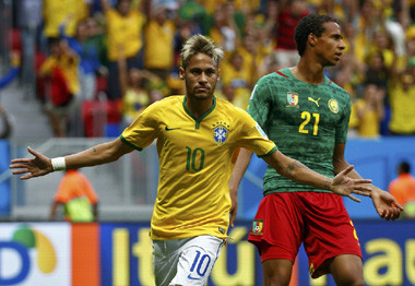 Neymar Buat Brasil Unggul 2-1 Atas Kamerun
