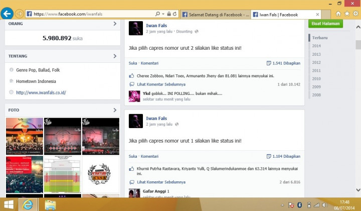 Iwan Fals Bikin Polling, Jokowi Ungguli Prabowo  