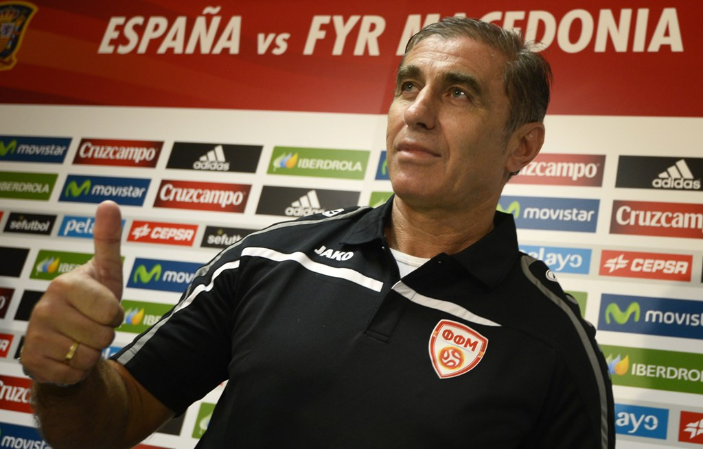 Bosko Gjurovski pelatih Makedonia (AFP PHOTO/ JOSE JORDAN)