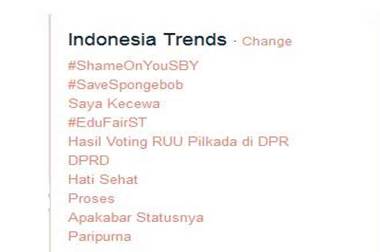 Kekecewaan terhadap RUU PIlkada Jadi Trending Topic  
