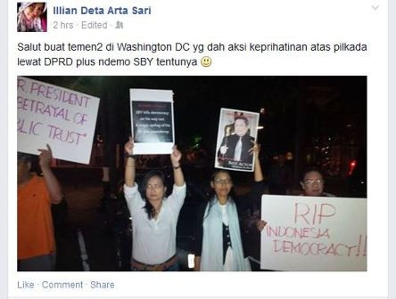 UU Pilkada Ditetapkan, SBY Didemo Warga di Washington DC