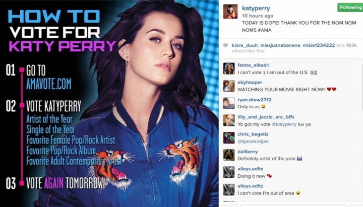 Masuk 5 Nominasi AMA 2014, Katy Perry Minta Dukungan