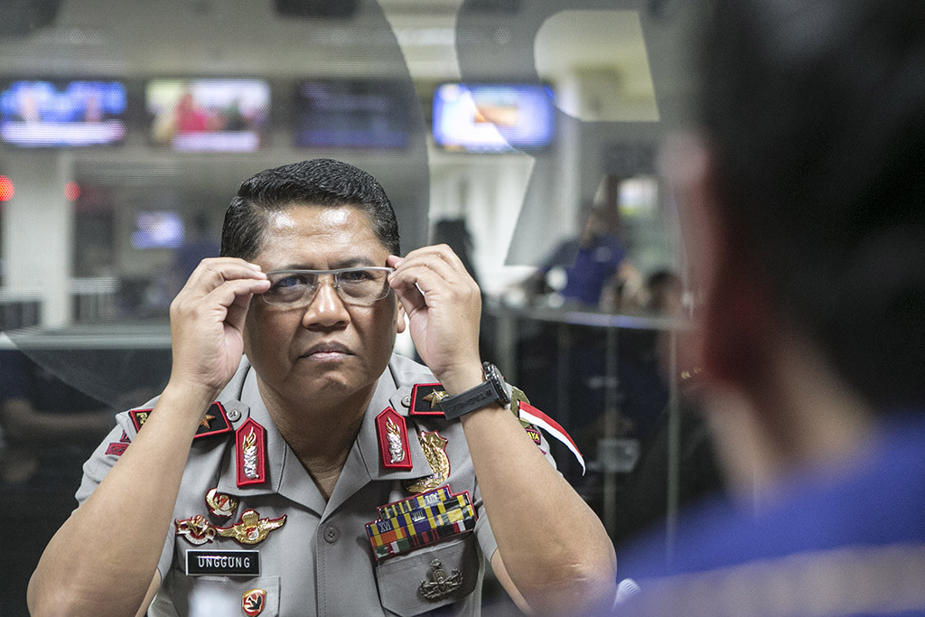 Unggung saat berkunjung ke MetroTV (MI/Atet Dwi Pramadia)