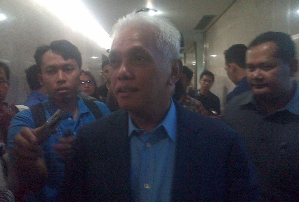 Katum PAN Hatta Rajasa memastikan diri bakal hadir saat pelantikan Jokowi sebagai presiden ke-7 Indonesia, Rabu (15/10/2014). MTVN/Al Abrar