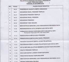 Agenda Rinci Pelantikan Jokowi