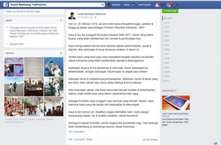 SBY Pamitan sebagai Presiden di Facebook