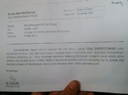 RS Abdi Waluyo Larang Karyawannya Beri Pernyataan Perihal Gayatri