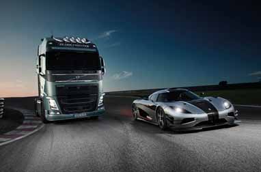 Truk Volvo FH Tantang Supercar Koenigsegg One 