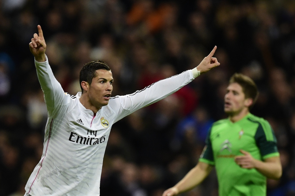 Selebrasi gol Ronaldo usai membobol gawang Celta Vigo (Foto: JAVIER SORIANO / AFP)