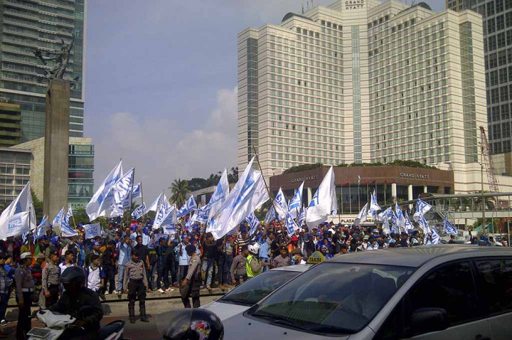Demo Buruh di Bundaran HI, Pengalihan Lalin Berlaku Situasional
