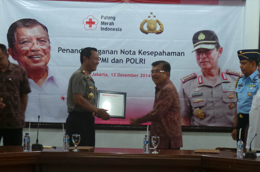 Polri dan PMI tandatangani MoU. (Foto:Dheri Agriesta)