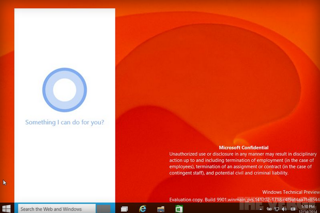 Penampakan Cortana di WIndows 10, Sumber: The Verge