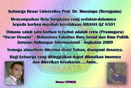 Pramugara QZ8501 Oscar Desano Tercatat Sebagai Mahasiswa Univ Moestopo 