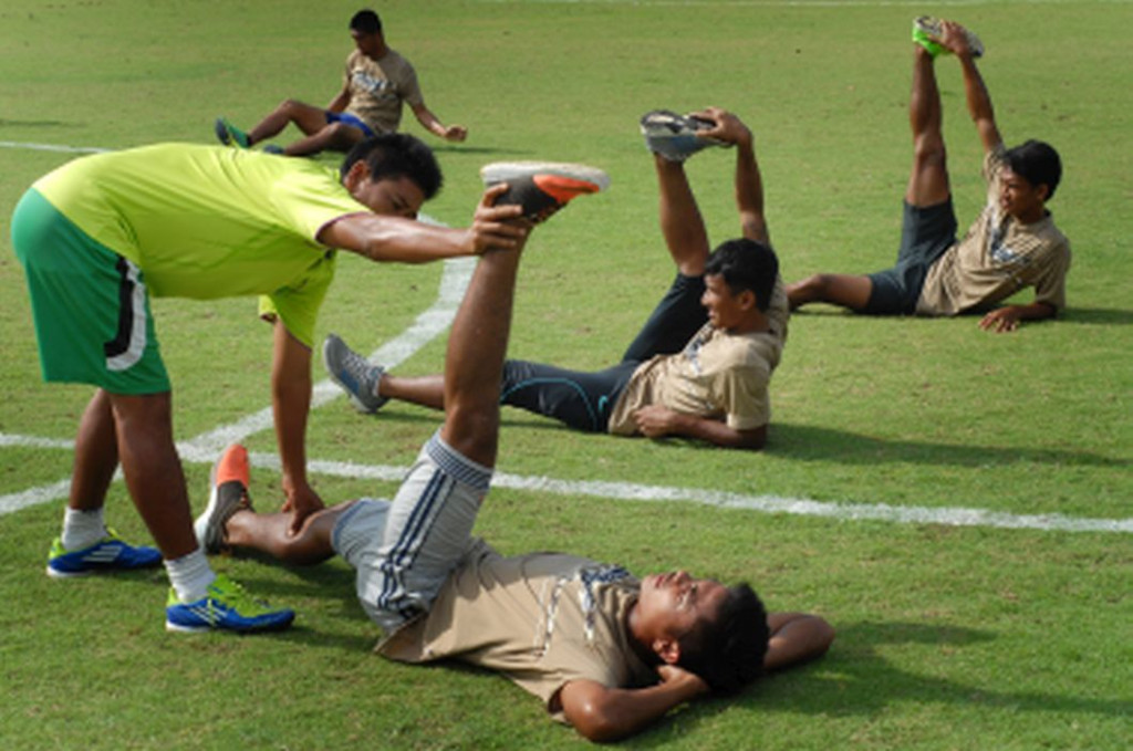 Skuat Persebaya saat menggelar latihan (Foto: Adhitya Hendra/Antara)