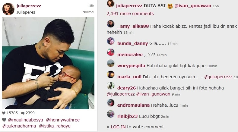 Ivan Gunawan menyusui Daus Mini (Foto:Instagram)