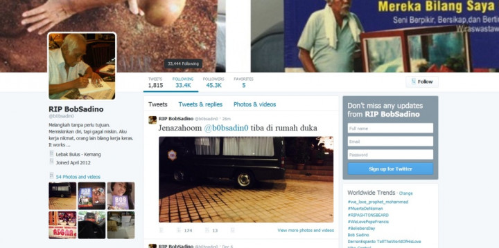 Mengintip Akun Twitter Bob Sadino