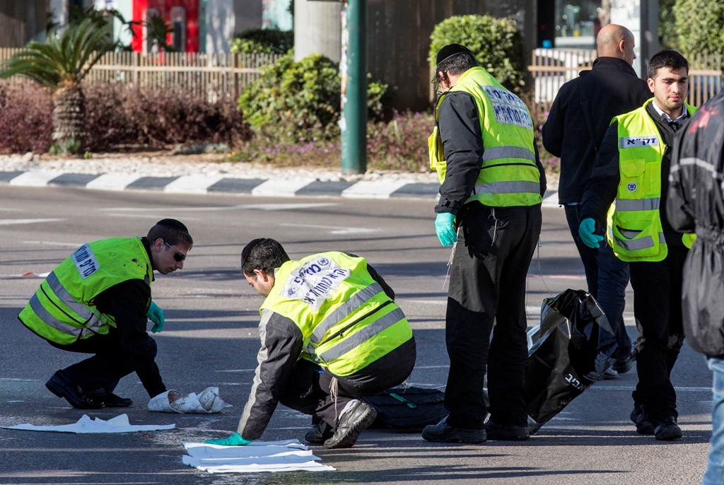 Lokasi kejadian penikaman di Tel Aviv, Israel (Foto: AFP)