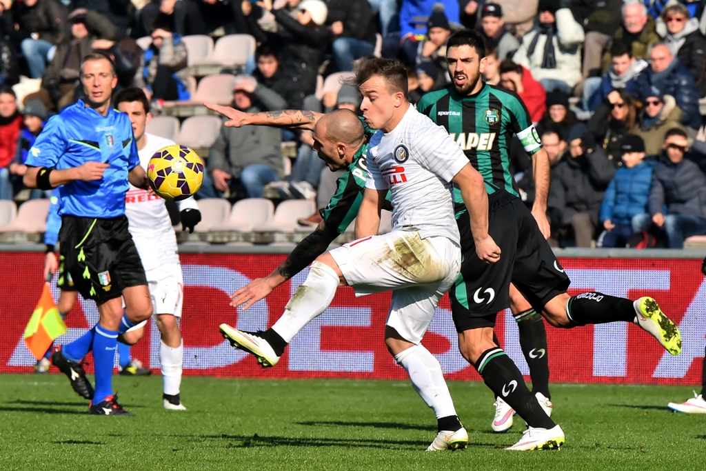 Inter Milan dipermalukan Sassuolo dengan skor 0-1 pada pekan ke-21 Liga Italia 2014-15, Minggu 1 Februari 2015 (GIUSEPPE CACACE / AFP)