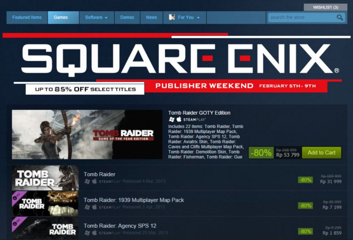 Square Enix Obral Game di Steam 