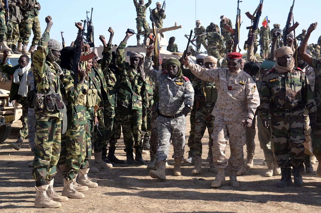 Pasukan negara Chad berkumpul di kota Gamboru, Nigeria, dalam upaya memerangi grup ekstremis Boko Haram - AFP / MARLE