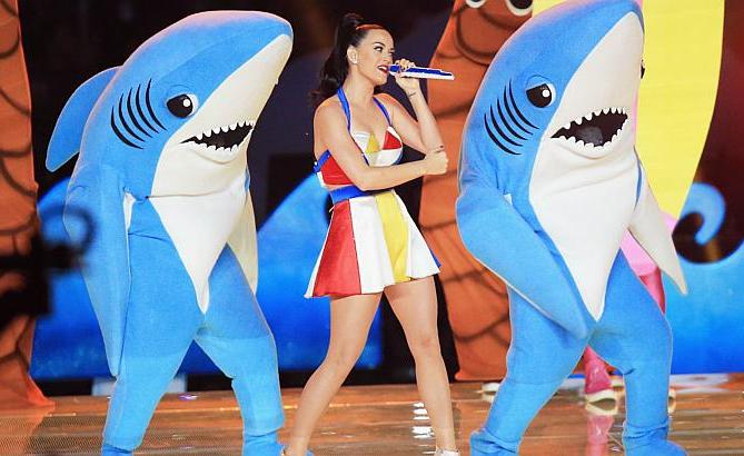 Katy Perry ketika tampil di panggung Super Bowl (Foto:AFP)