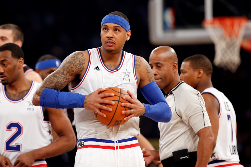 Carmelo Anthony saat tampil di NBA All-Star (AP/Kathy Willens)