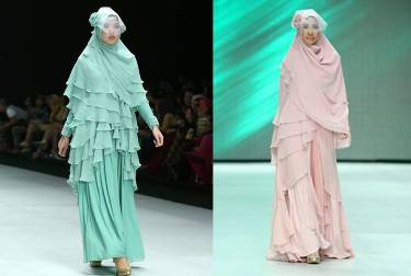 Cantiknya Busana Syari Pastel Bernuansa Tulip dari Merry Pramono