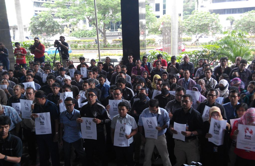 Demo pegawai KPK. (Foto:Yogi Bayu Aji)