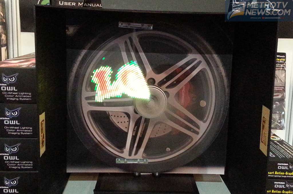 Grafis animasi di pelek dari alat Fantasma Owl. MTVN/Ekawan Raharja