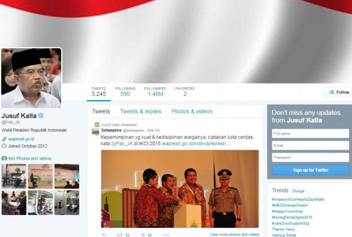 Ini Alasan JK tak Kelola Sendiri Akun Twitternya