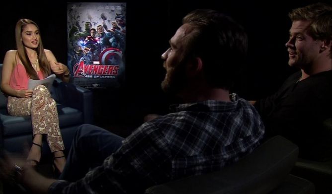 Cinta Laura mewawancarai pemain Avengers: Age of Ultron (Foto:Twitter)
