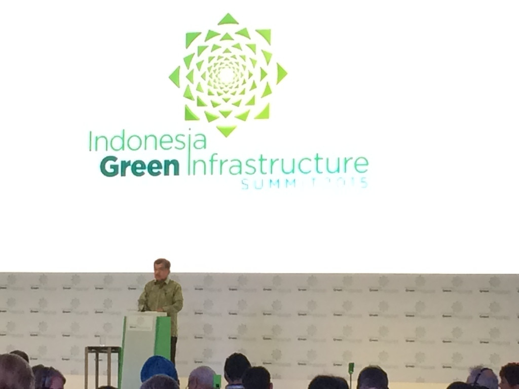 Wapres Jusuf Kalla saat berbicara di Indonesia Green Infrastructure Summit 2015. FOTO: MTVN/Husen Miftahudin