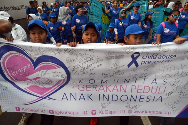 Komunitas gerakan peduli anak indonesia. (Foto:MI/Susanto)
